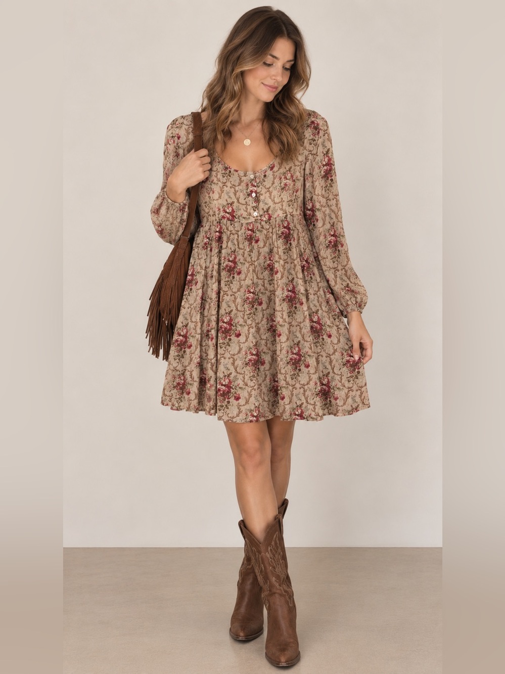 Ralph Lauren Denim & Supply Floral Boho Western Mini Dress sz L feminine